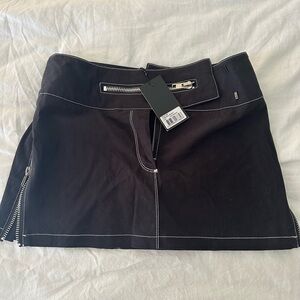 Black Mini Skirt with Zipper Accents